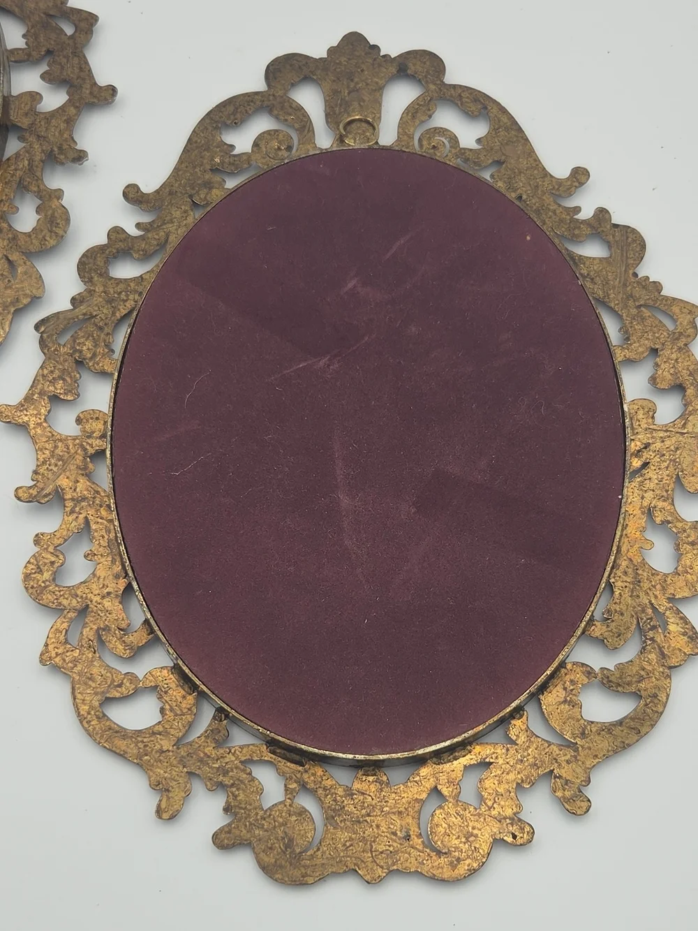 Vintage Ornate Gold-Tone Oval Hollywood Regency Wall Mirror Pair -